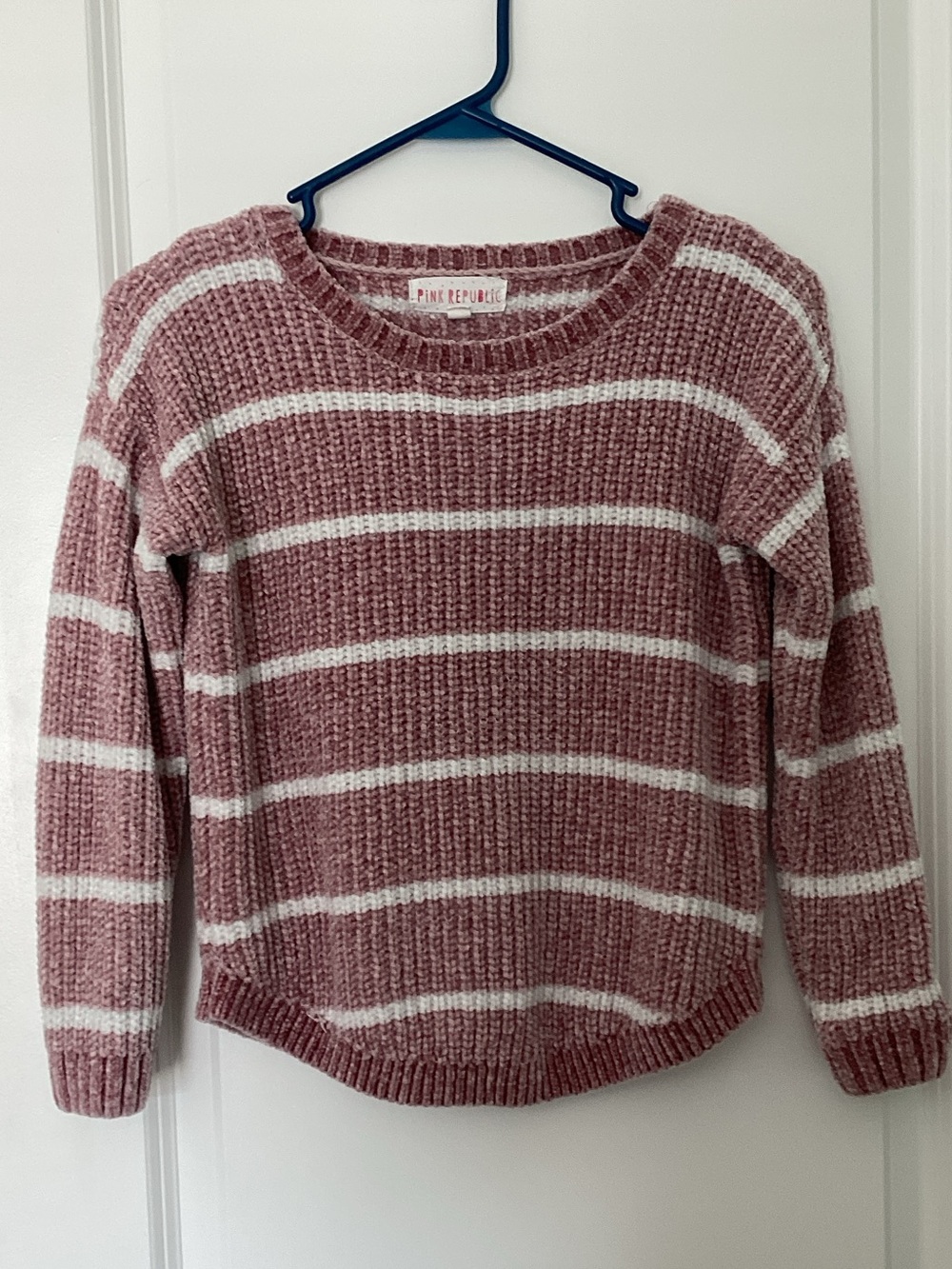 Pink Republic Mauve and Cream Striped Crewneck Sweater